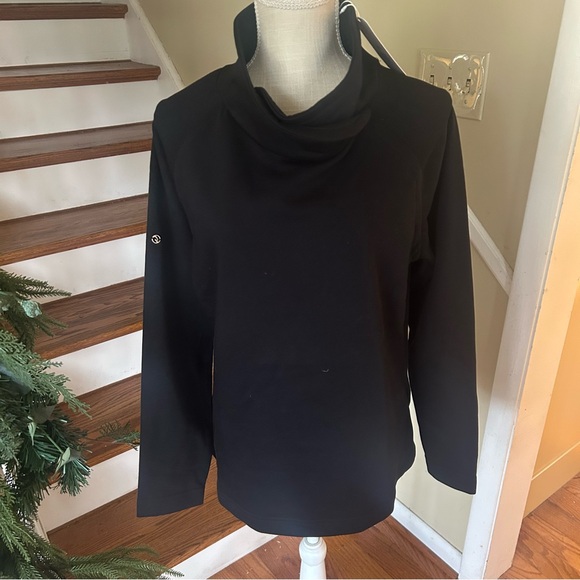 NWT Advance by Verve Black Sweatshirt Funnel Neck M Sporty Activewear Ribbed - Picture 2 of 15